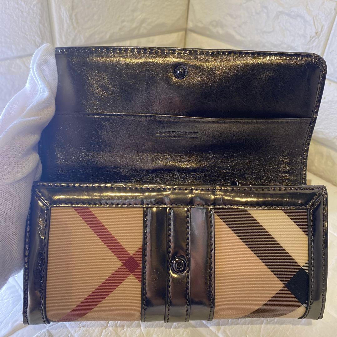 極美品　箱付き　BURBERRY LONDON 長財布ノバチェック　エナメル