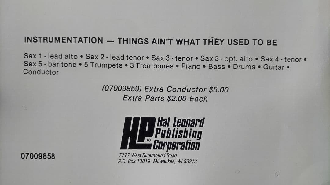 ビッグバンド譜Things Ain't What They Used To Be