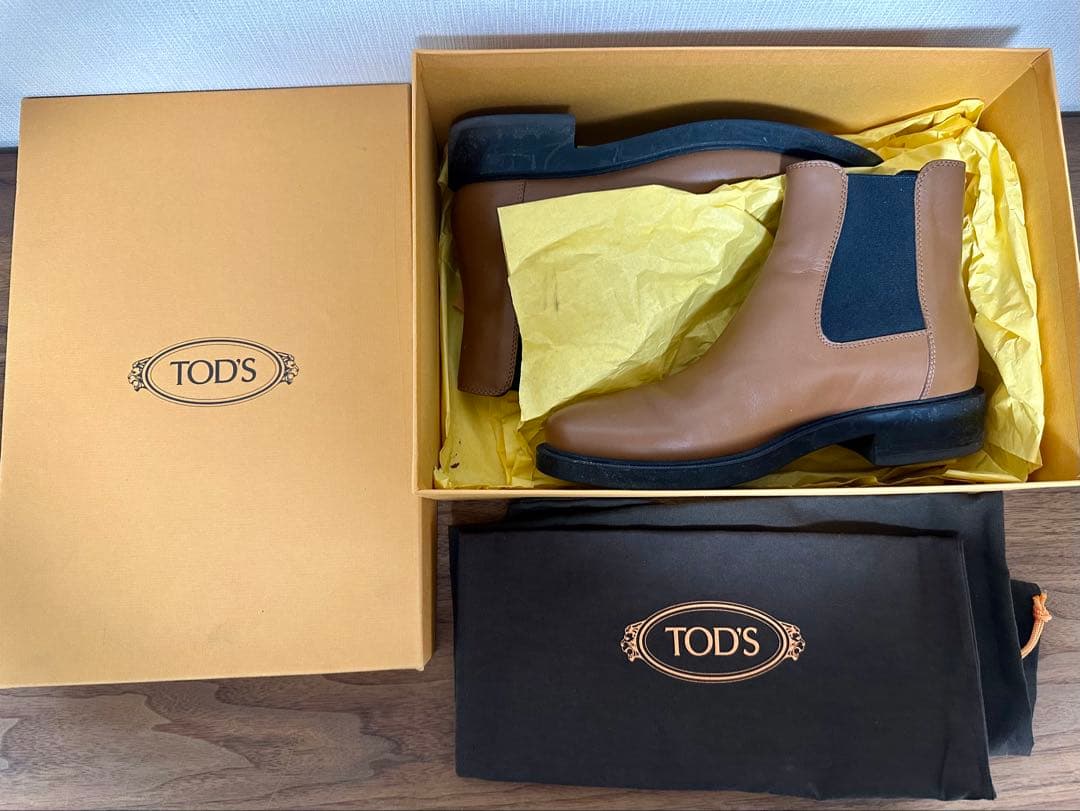 【美品/TOD’S】レザーチェルシーブーツ ブラウン 371/2（24.5cm）