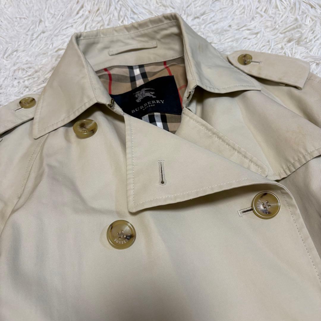人気 バーバリーロンドン ベージュ トレンチコート チェック ロング丈 9号 M