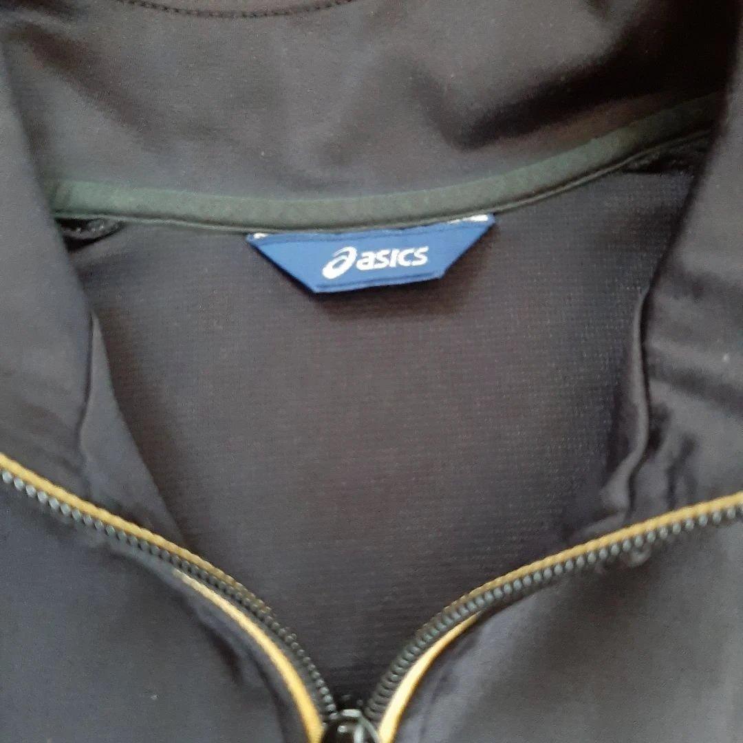 美品 ASICS アシックス 黒 金 ゴールドロゴ 上下 ジャージ セットアップ