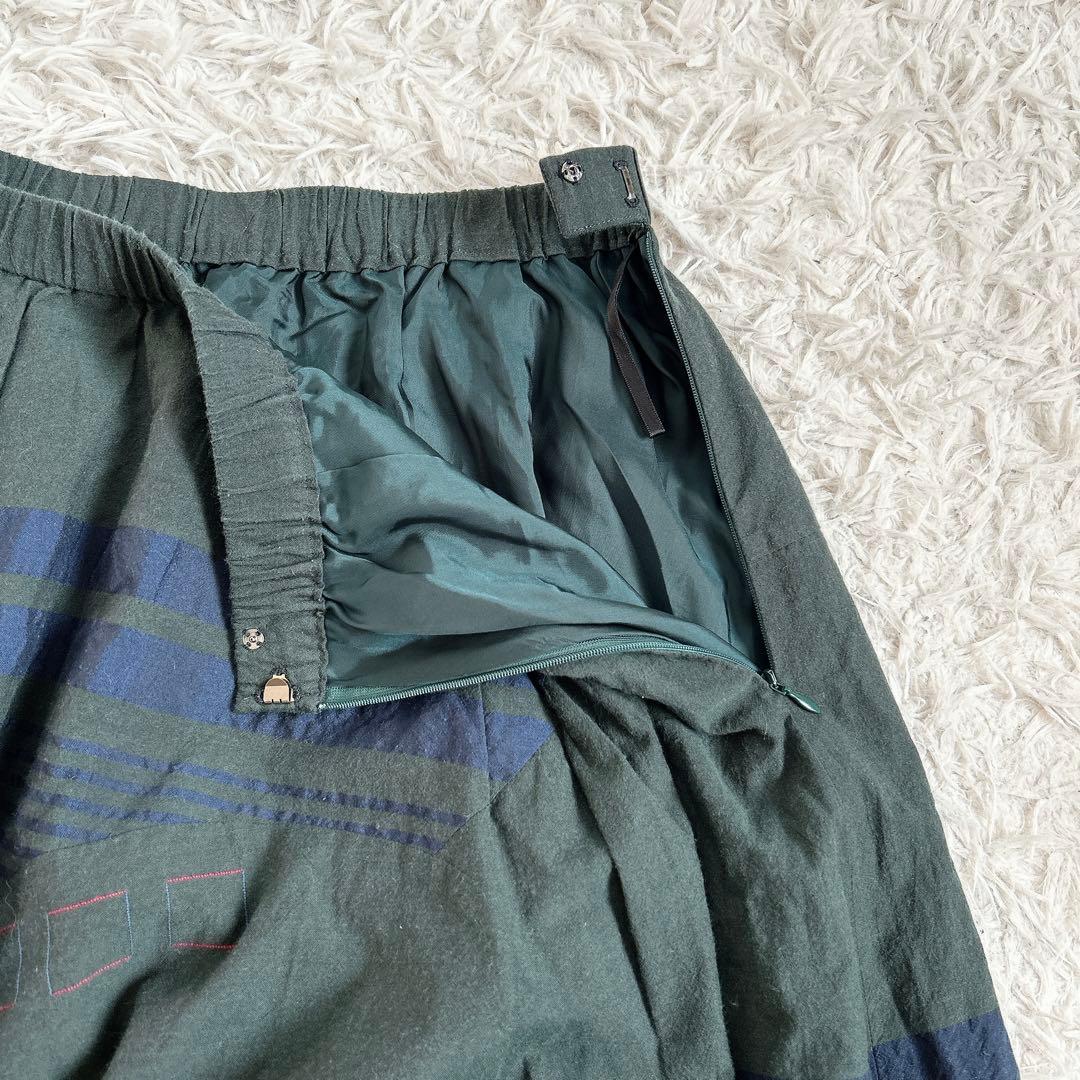 美品⁂センソユニコ⁂ジウ⁂ロングスカート　スクエアジャガード　ボーダー　変形　L