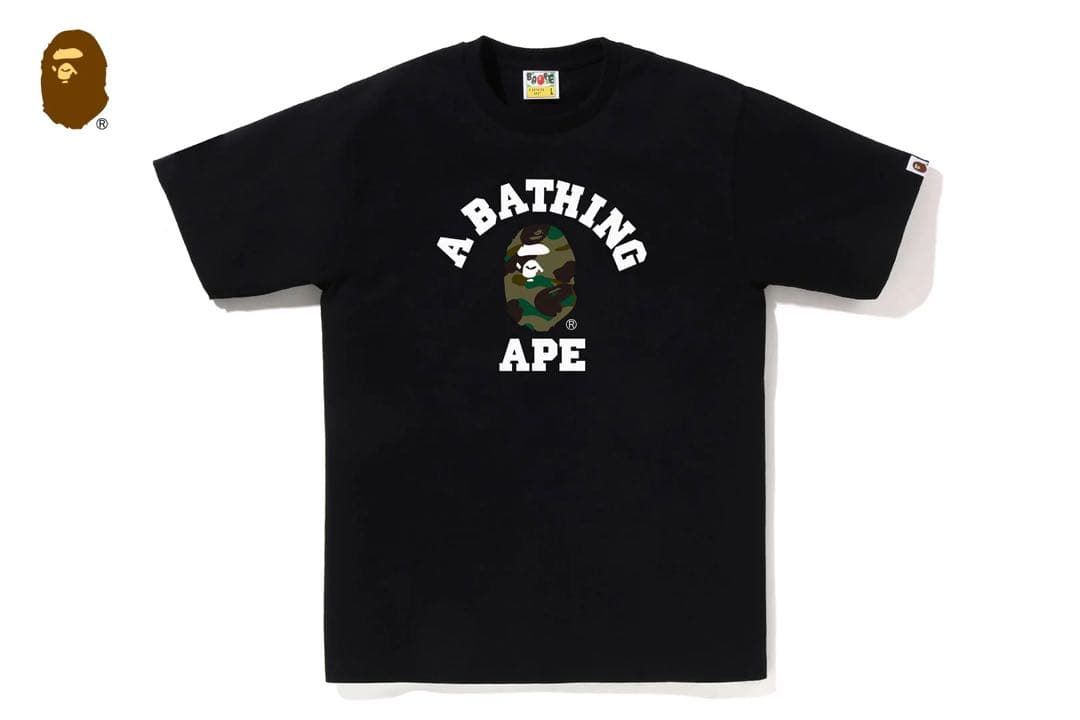トップス A BATHING APE 1ST CAMO COLLEGE TEE BAPE