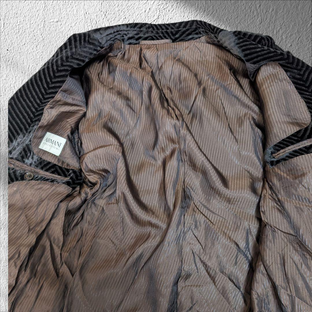 ARMANI COLLEZIONI ベロア ジャケット シェブロン柄 48 L