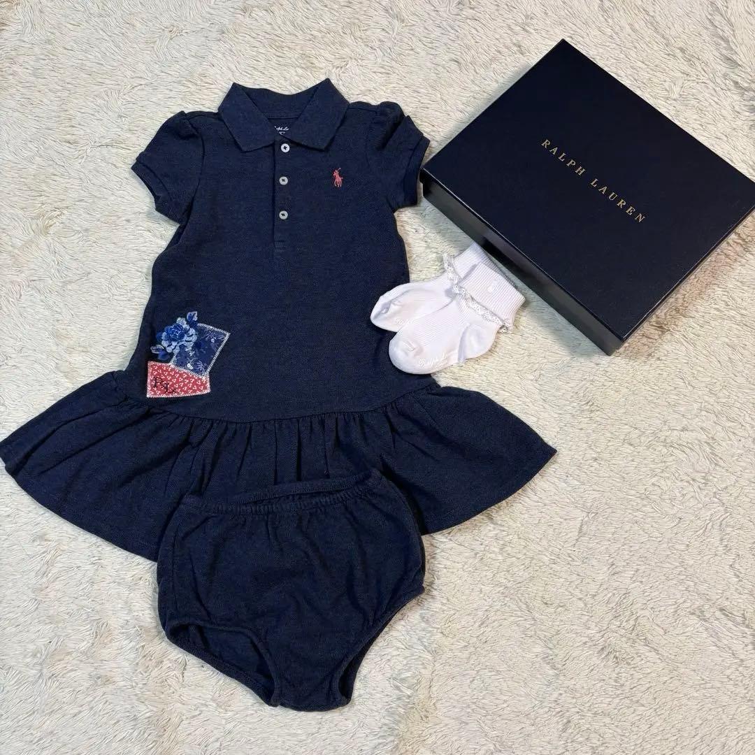 新品　ラルフローレン　80cm 女の子 ワンピース　パンツ　ピンクソックスセット