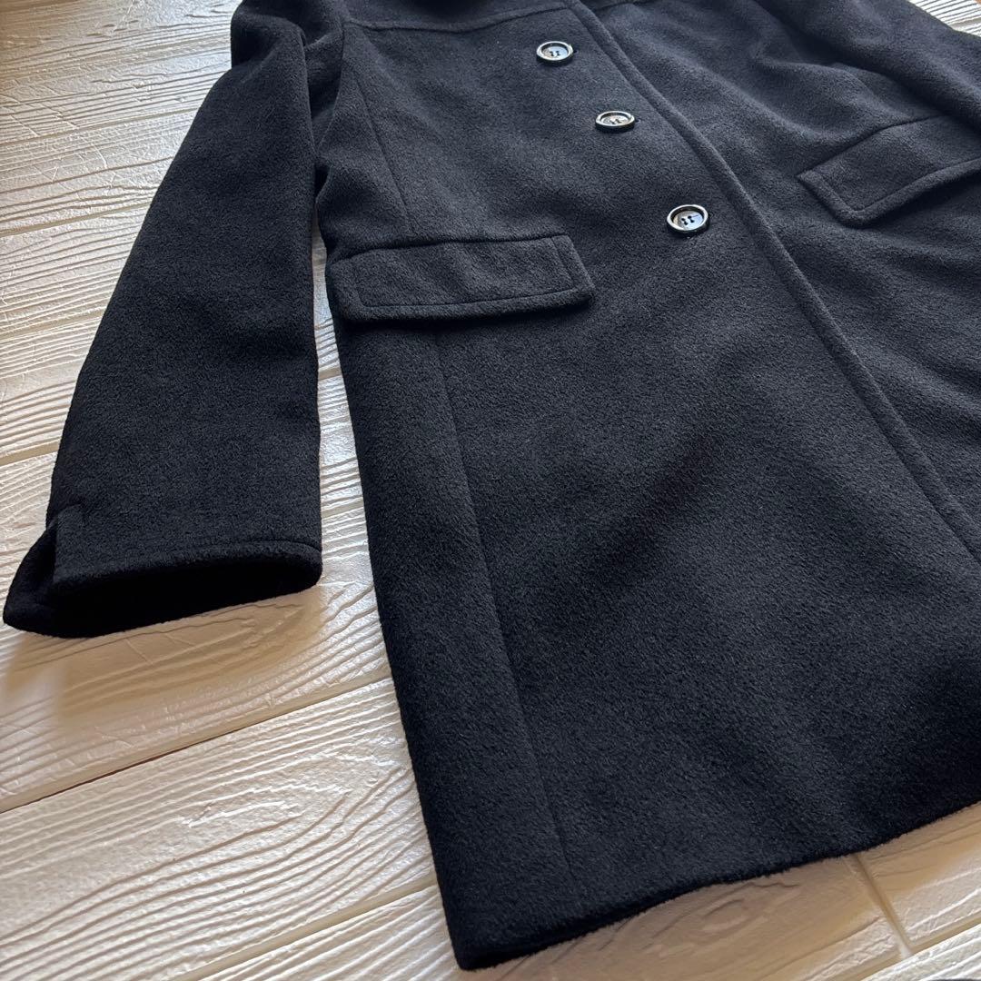 Aquascutum アンゴラ62% ステンカラーコート 8（M）ブラック