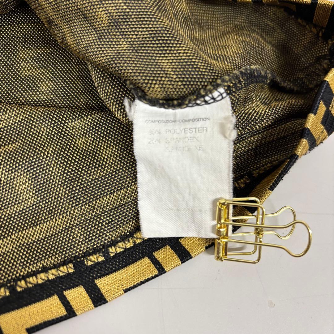 FENDI フェンディ　人気ズッカ柄ロゴプリント 半袖Tシャツ 黒金（E1