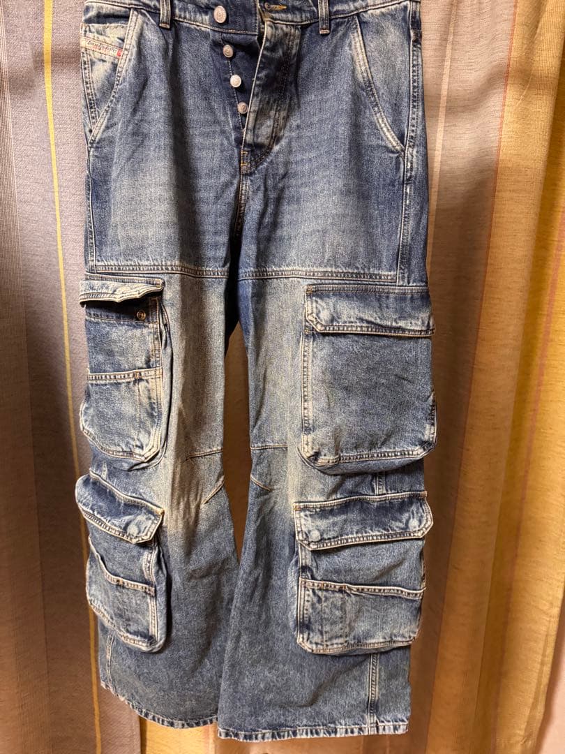 <FANAL>DIESEL レディース デニム カーゴパンツ ルーズフィット