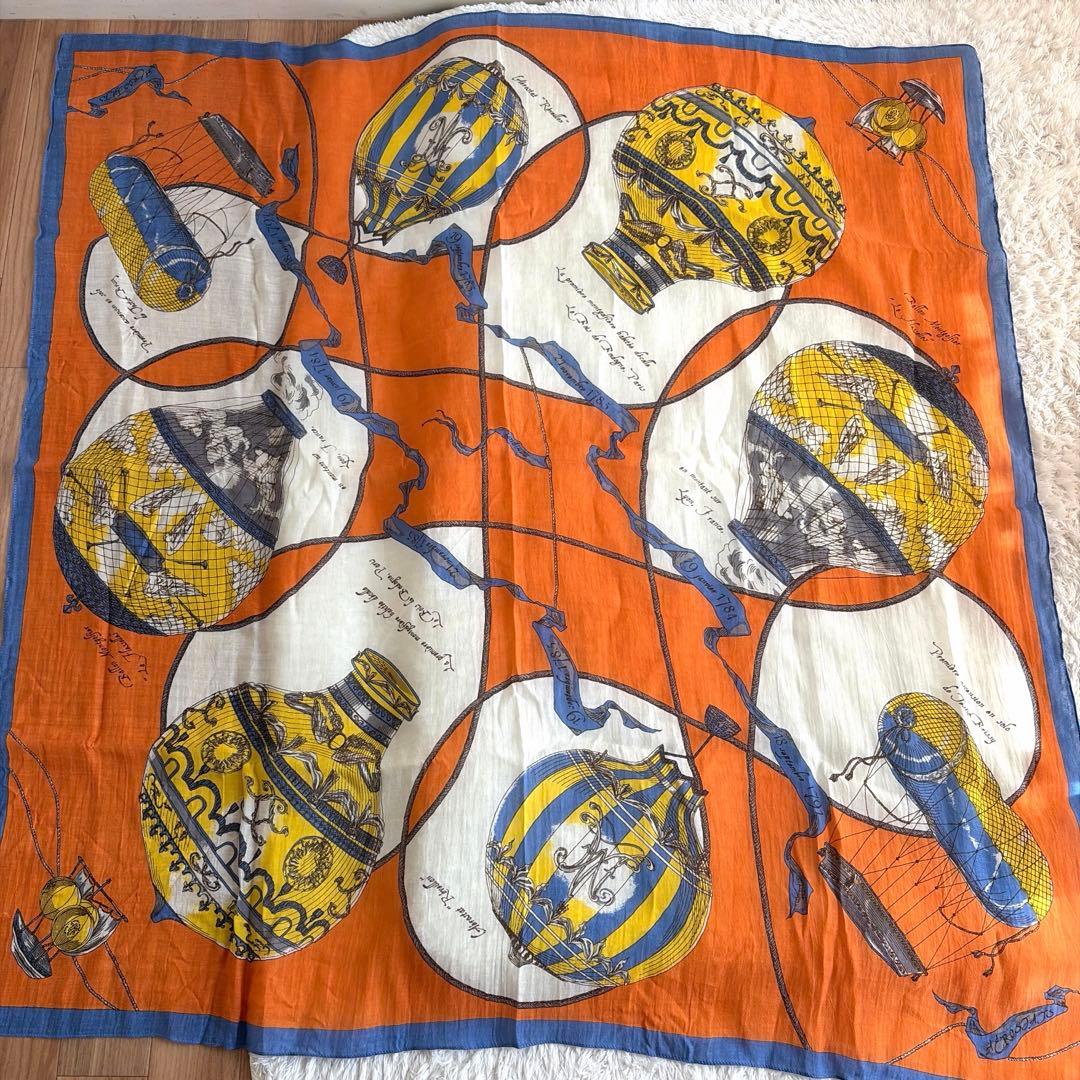 極美品 マニプリ manipuri コットンシルク 大判ストール スカーフ 気球