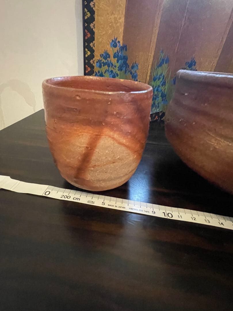 未使用　作家物　備前焼　湯呑み　陶器製お猪口 手作り陶器 ボウルとカップセット