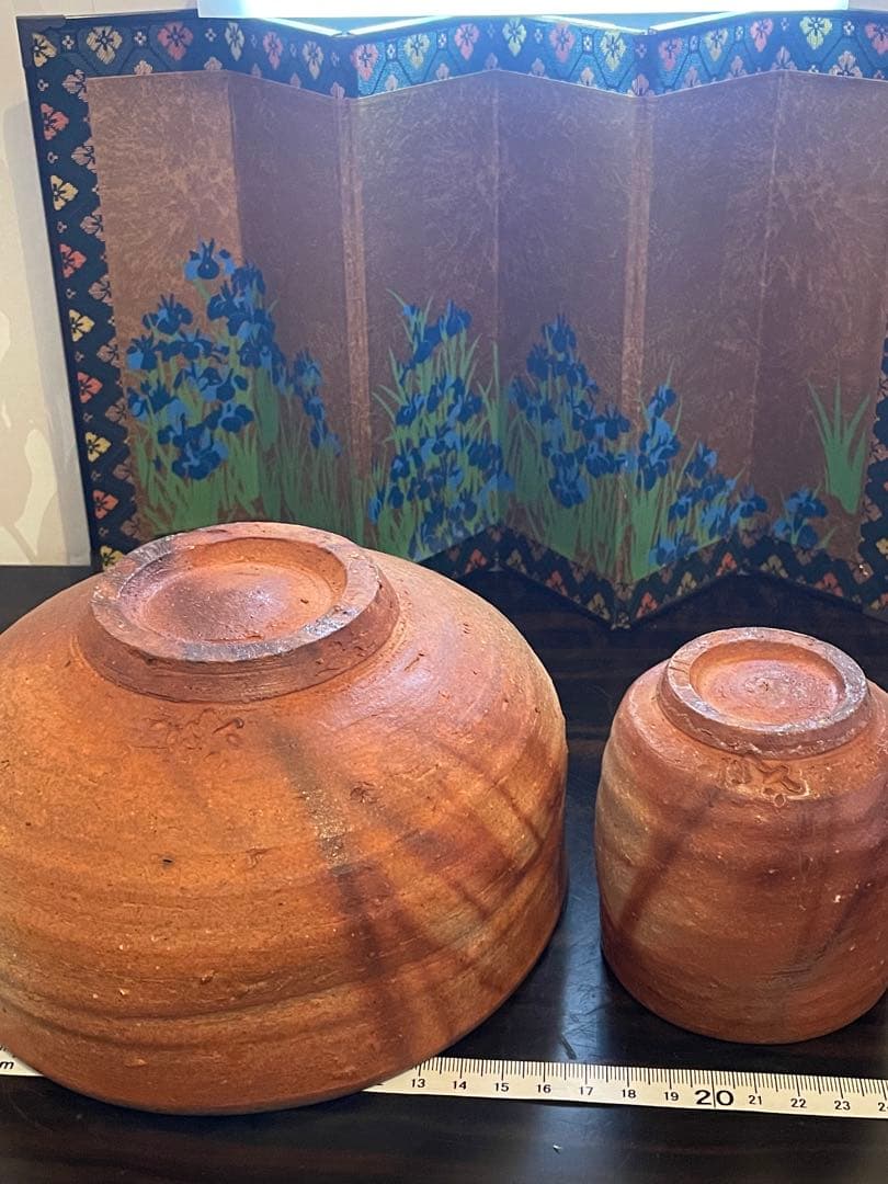 未使用　作家物　備前焼　湯呑み　陶器製お猪口 手作り陶器 ボウルとカップセット
