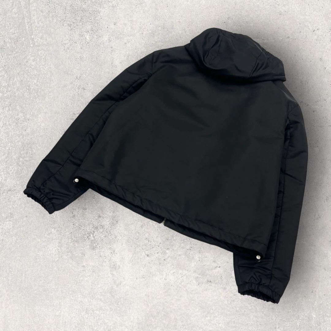 【美品・現行モデル】ロエベ　アナグラム レザーロゴ中綿フードジャケット　黒