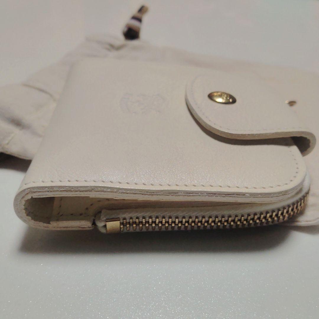 極美品　イルビゾンテ 本革 ラウンド ウォレット 財布 L字　ミルク