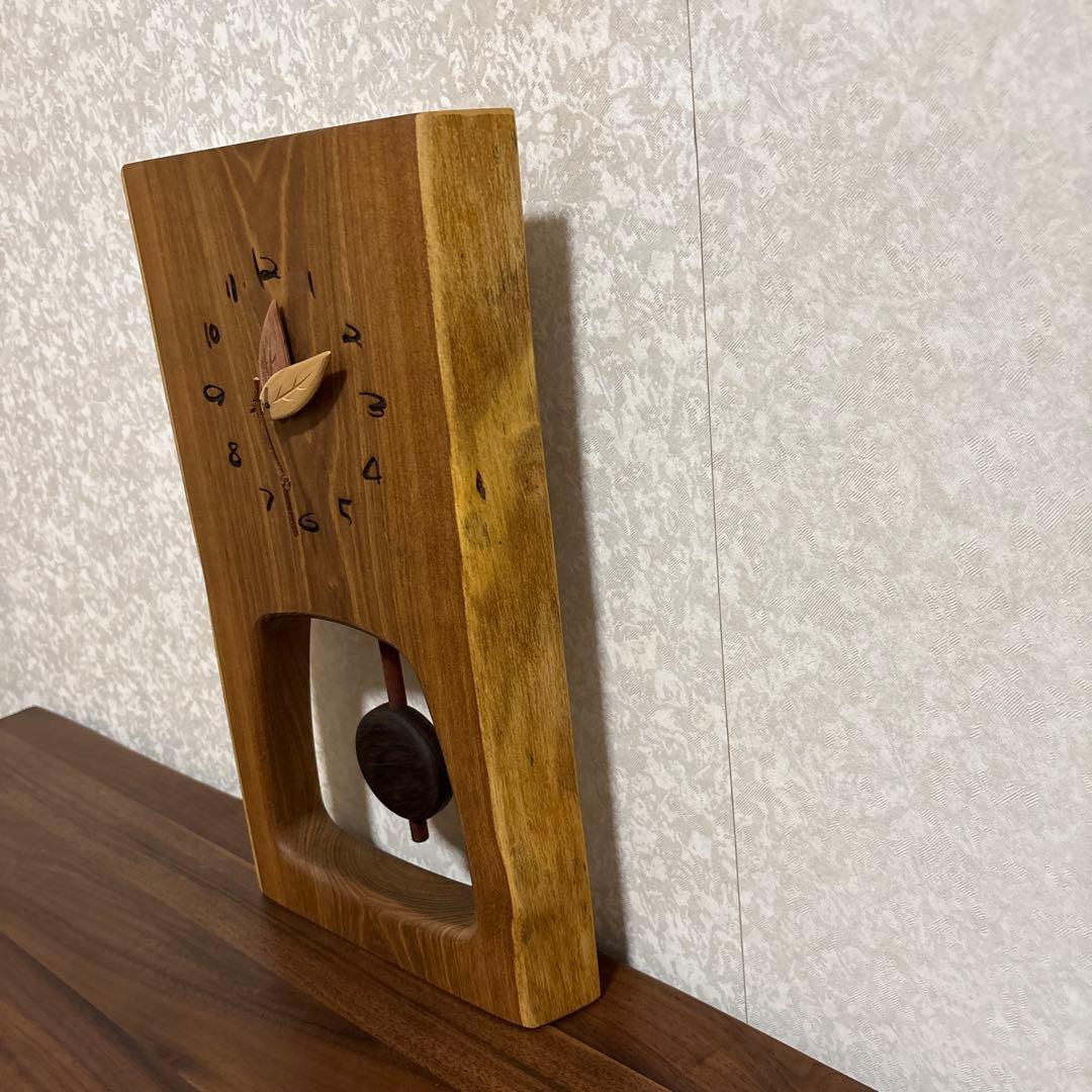 【極美品】木の振り子時計 エンジュ 無垢材 壁掛け時計