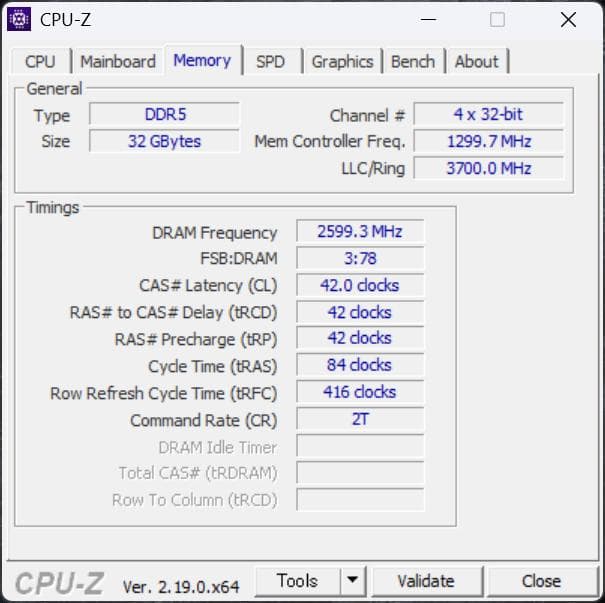 【中古】T-FORCE DDR5 32GB (2x16GB) 6400MHz
