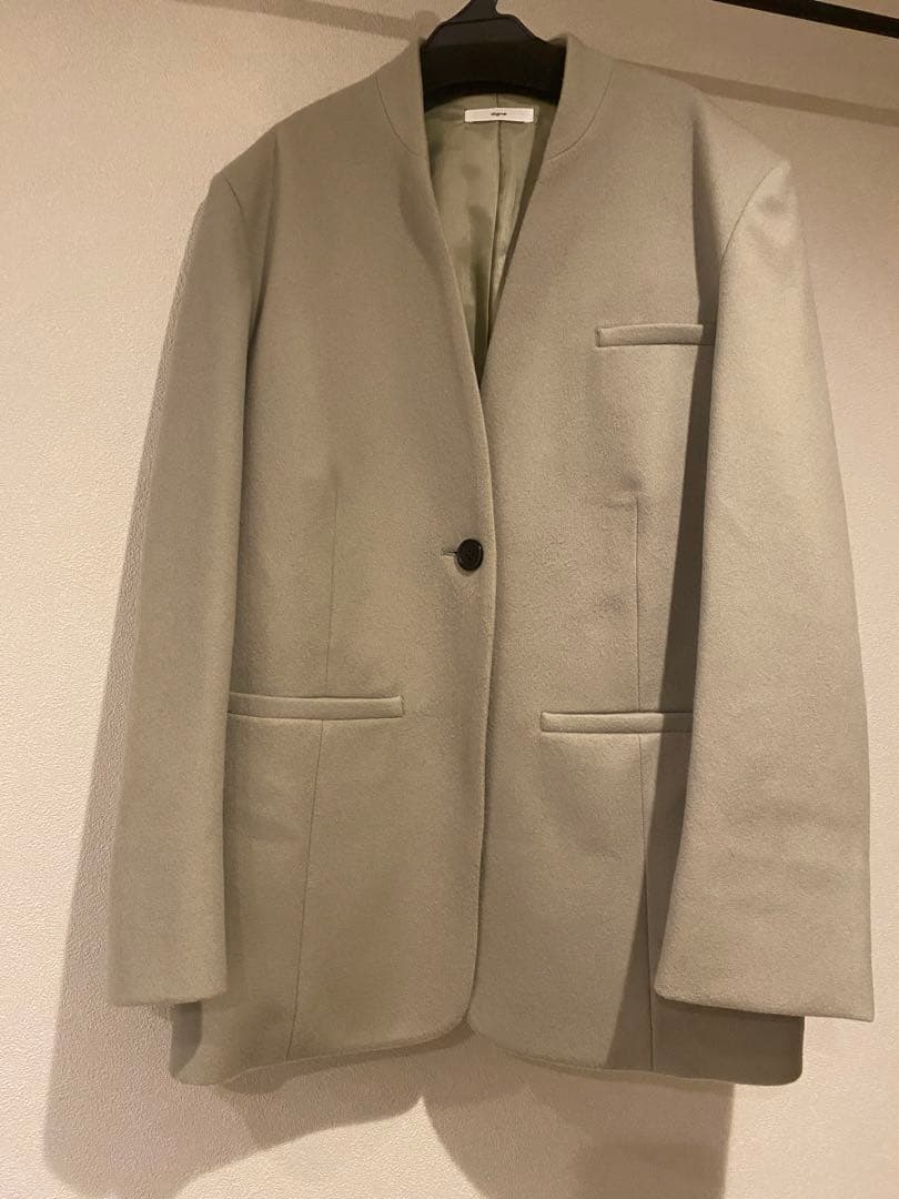 digne collarless jacket coat モスグリーン