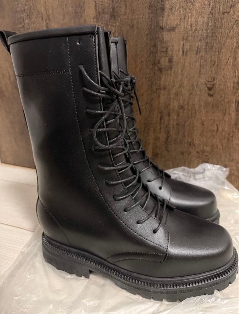 18cm インヒール　シークレットブーツ　レースアップ　ロング　ブーツ