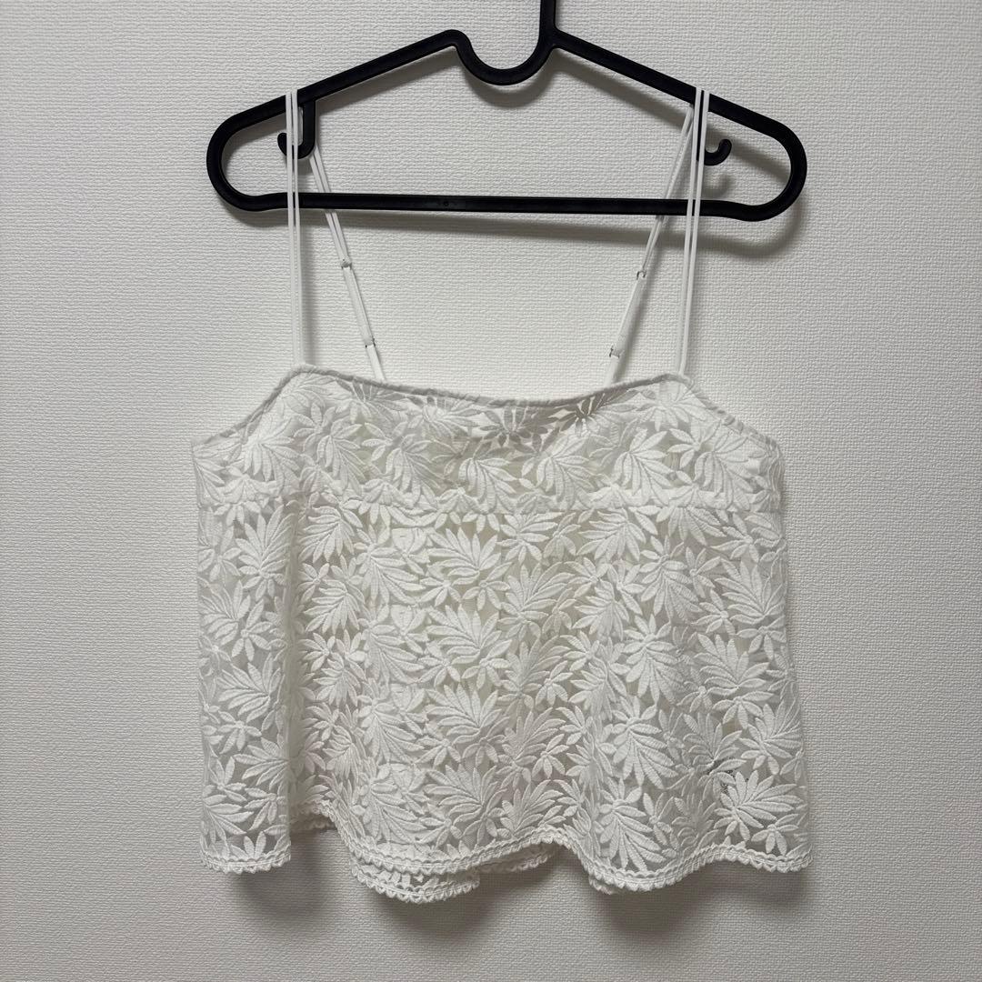 【美品】IENA レースショートキャミソール　イエナ　刺繍　白