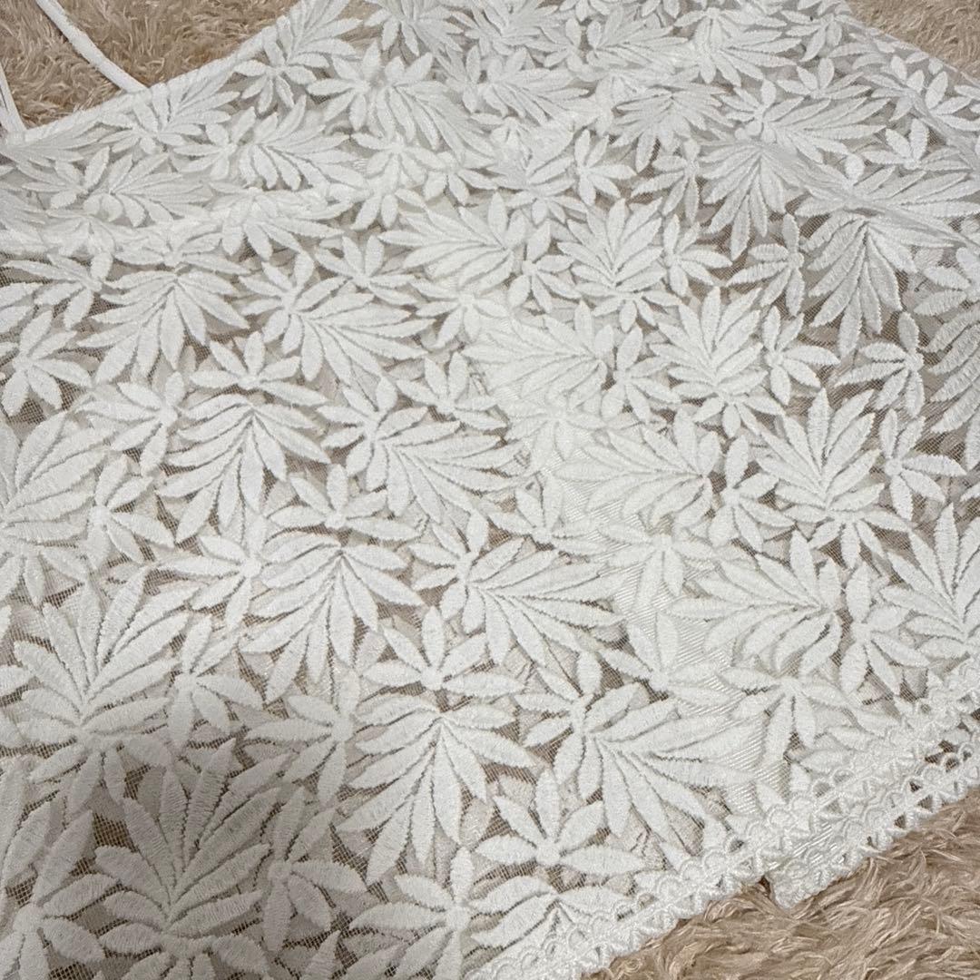 【美品】IENA レースショートキャミソール　イエナ　刺繍　白