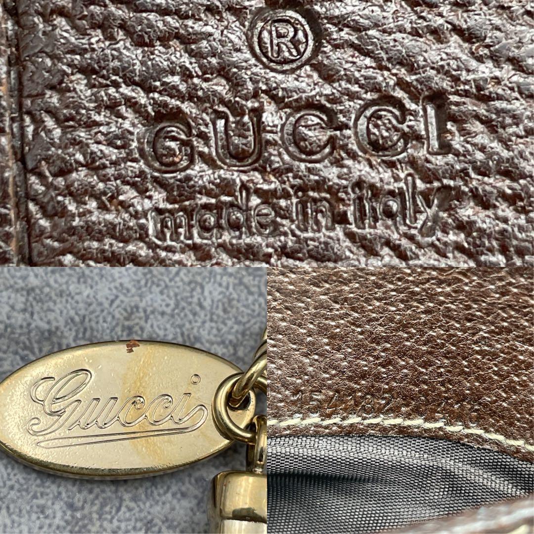 【微美品】GUCCI　グッチ　折り財布　キャンバス　GG総柄　チャーム付き