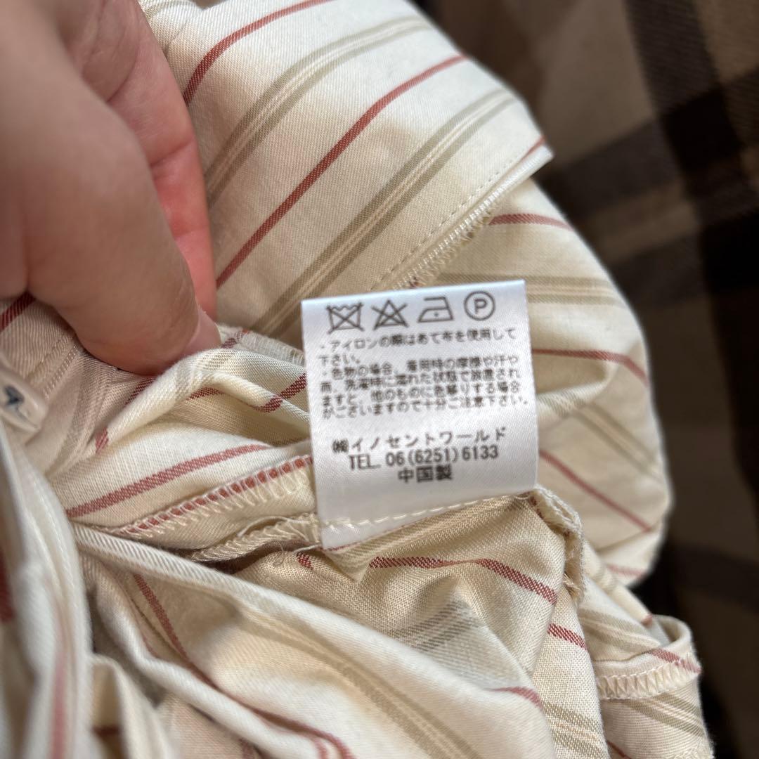 イノセントワールド　ブリティッシュストライプ丸衿ワンピース