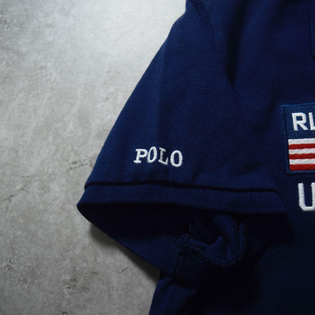 POLO RALPH LAUREN ビッグポニー 半袖ポロシャツ USA国旗 紺
