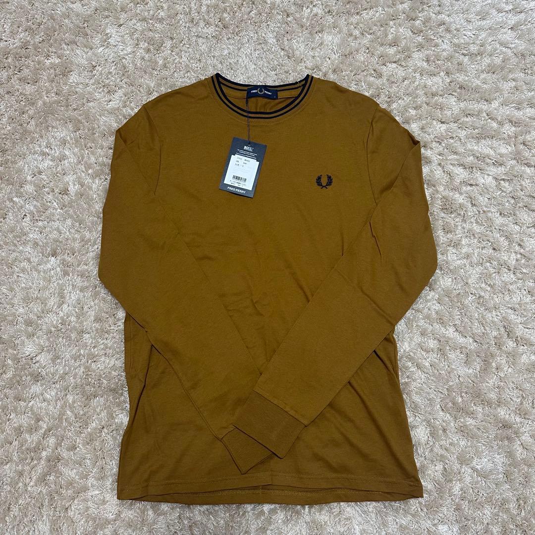 FRED PERRY ロンT ブラウン　S