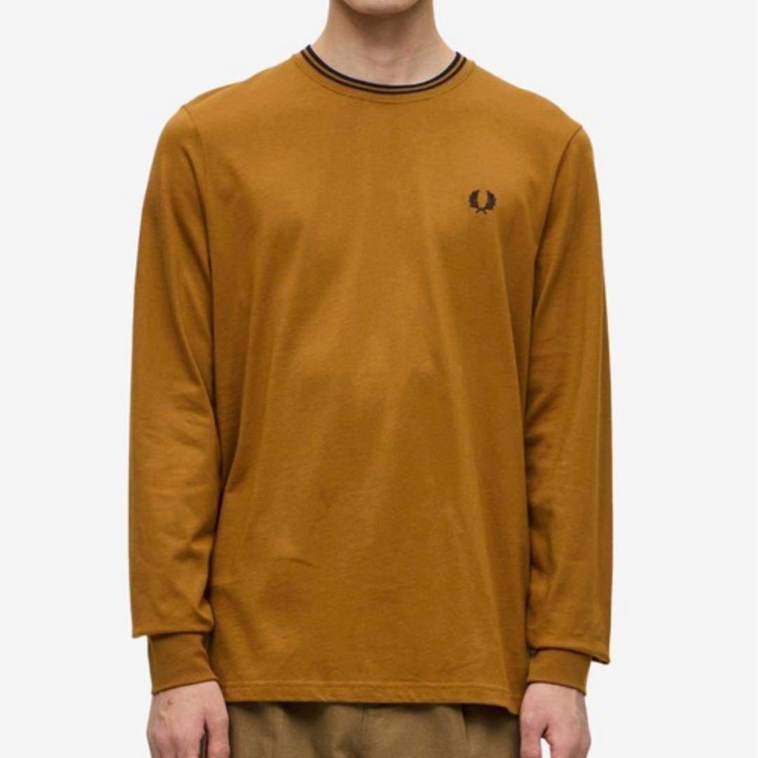 FRED PERRY ロンT ブラウン　S