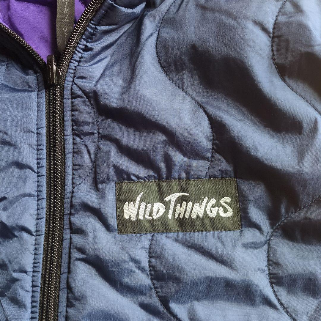 ワイルドシングス　WILD THINGS フード付ベスト 紺✕紫　S　古着