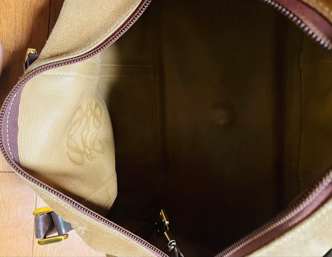 希少 LOEWE ヴィンテージ ロエベ ボストンバッグ 大容量 スエード レザー