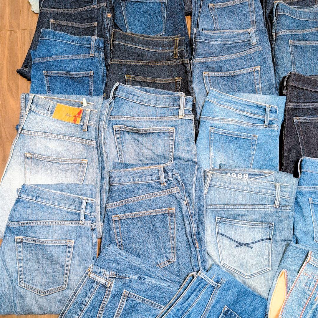 デニムパンツ まとめ売り40本 リメイク素材 ハンドメイド リペア生地 はぎれ