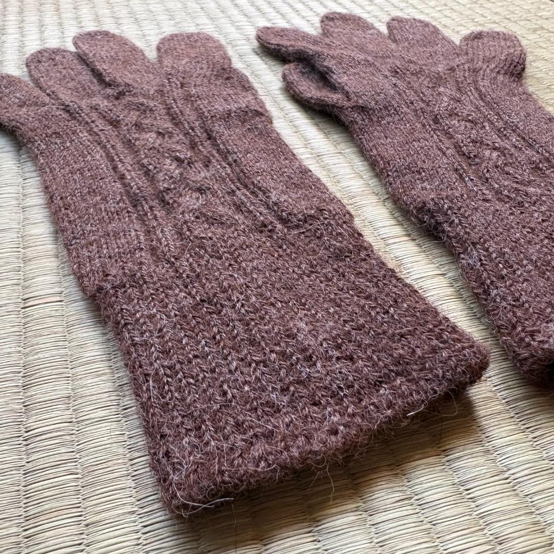 【美品】PUENTE Mano メンズ手袋 アルパカ100% 手編み