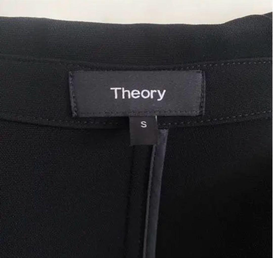 美品 Theoryセオリー シンセティッククレープ ロングコート 黒 とろみ素材