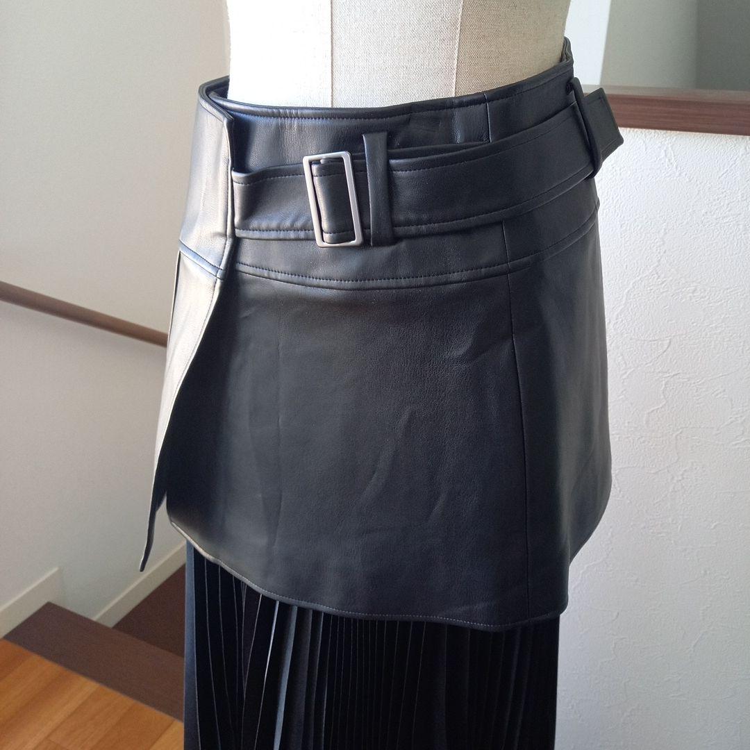 Theory luxe ブラック プリーツスロックスカート革スカート