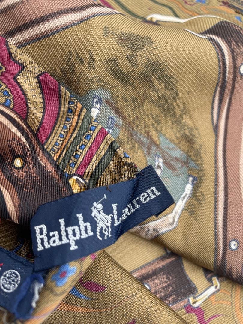 Ralph Lauren 馬とペイズリー柄 シルク ストール 大判 スカーフ②