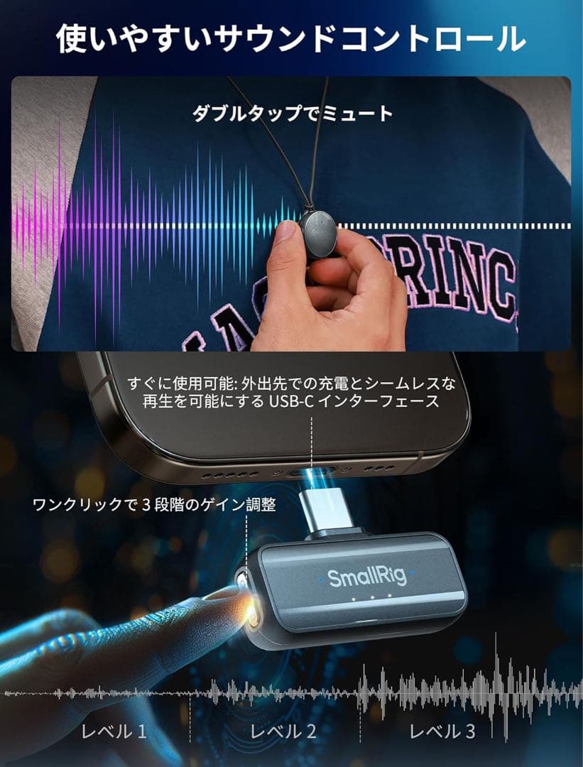 SmallRig「S60」小型ワイヤレスラベリアマイク