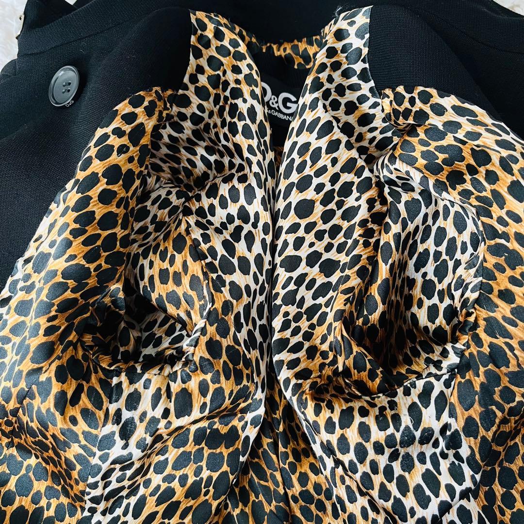 美品 ドルチェ&ガッバーナ ロングコート ブラック36 レオパード ヒョウ