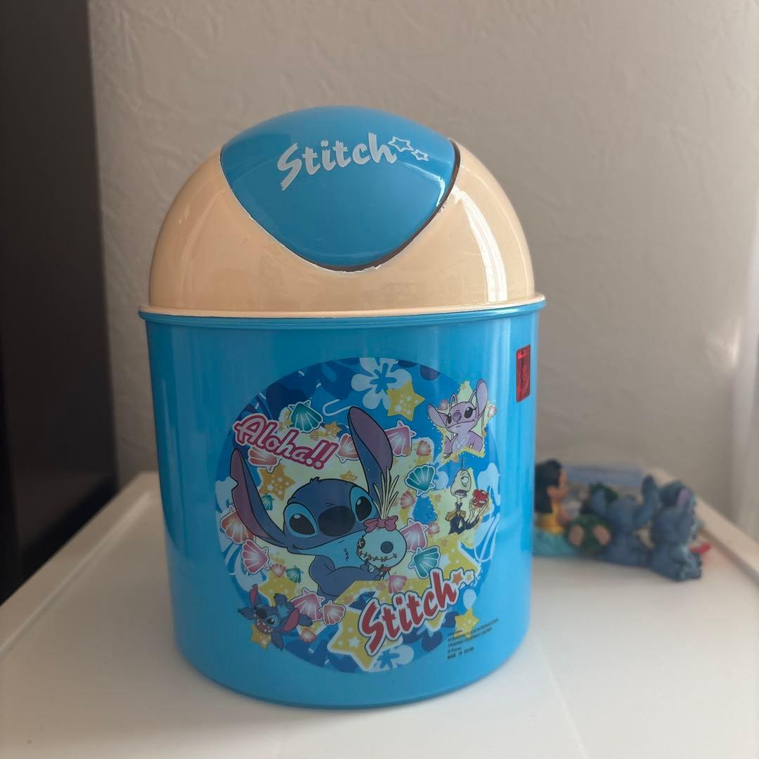 ディズニー　スティッチ　ストラップ　ミニゴミ箱　フィギュア　ステッカー
