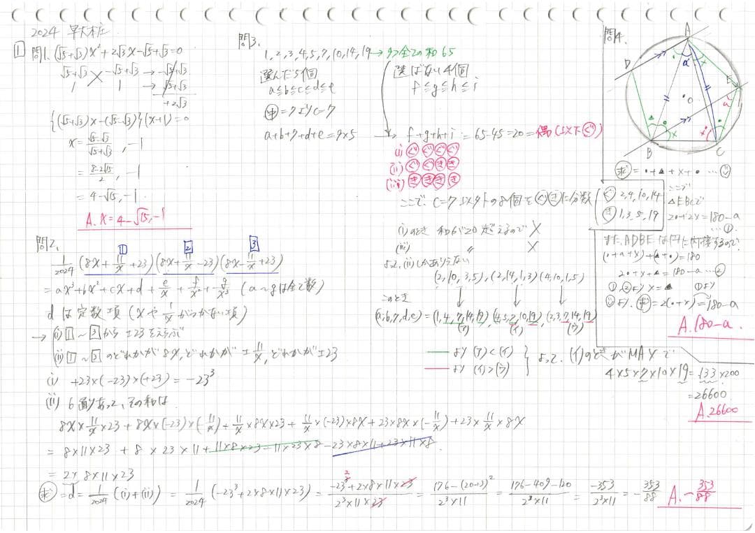 今だけ割引 塾講師オリジナル数学解説 早大本庄 高校入試 過去問 2013-24