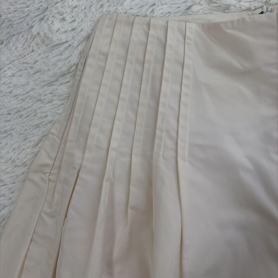 JIL SANDER シルク100% タックフレアスカート42 アイボリー 美品