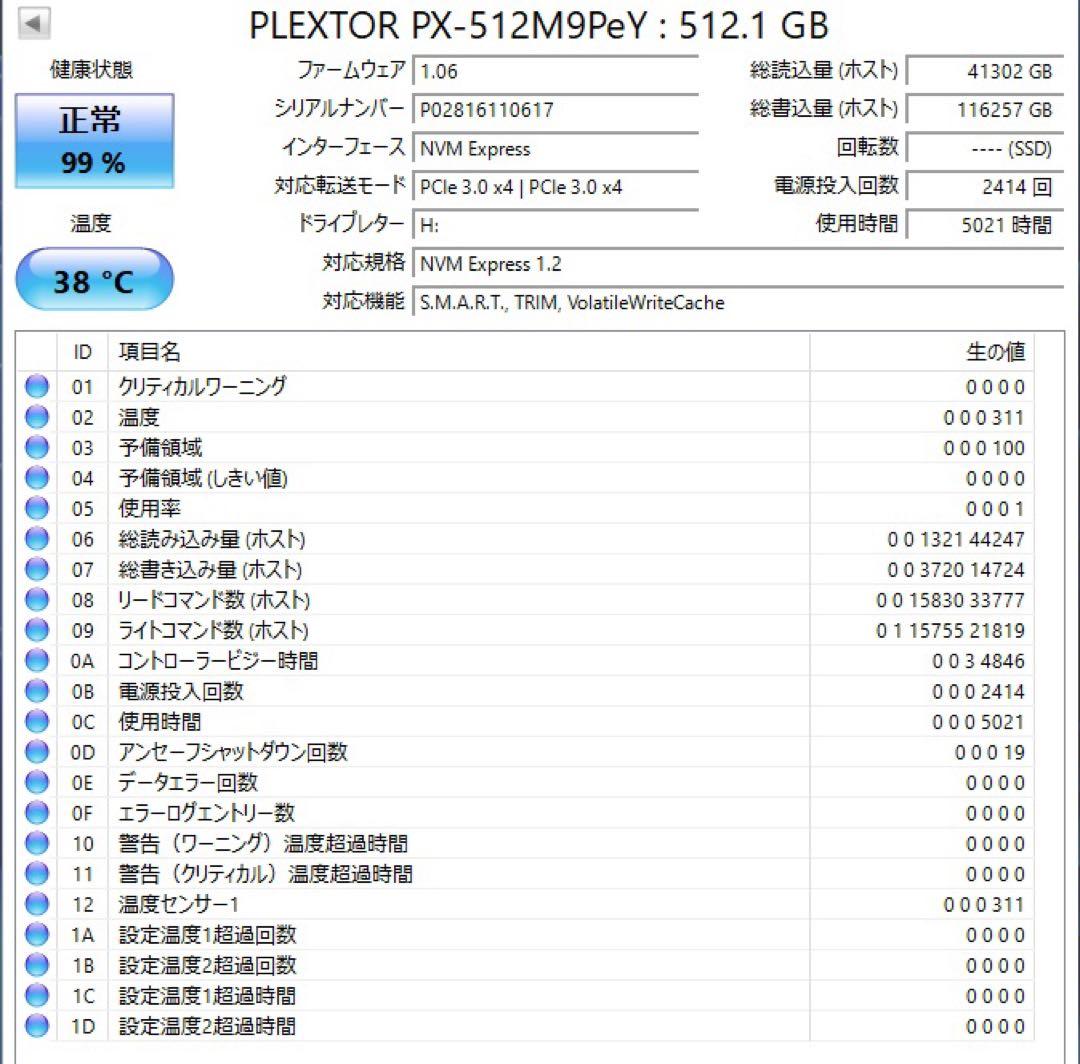 Plextor PX-512MBPeY 512GB NVMe PCIeスロット型
