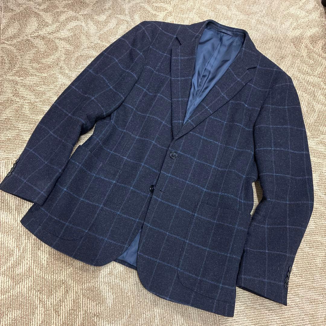 UNITED ARROWS 起毛ウール ウィンドウペン テーラードジャケット