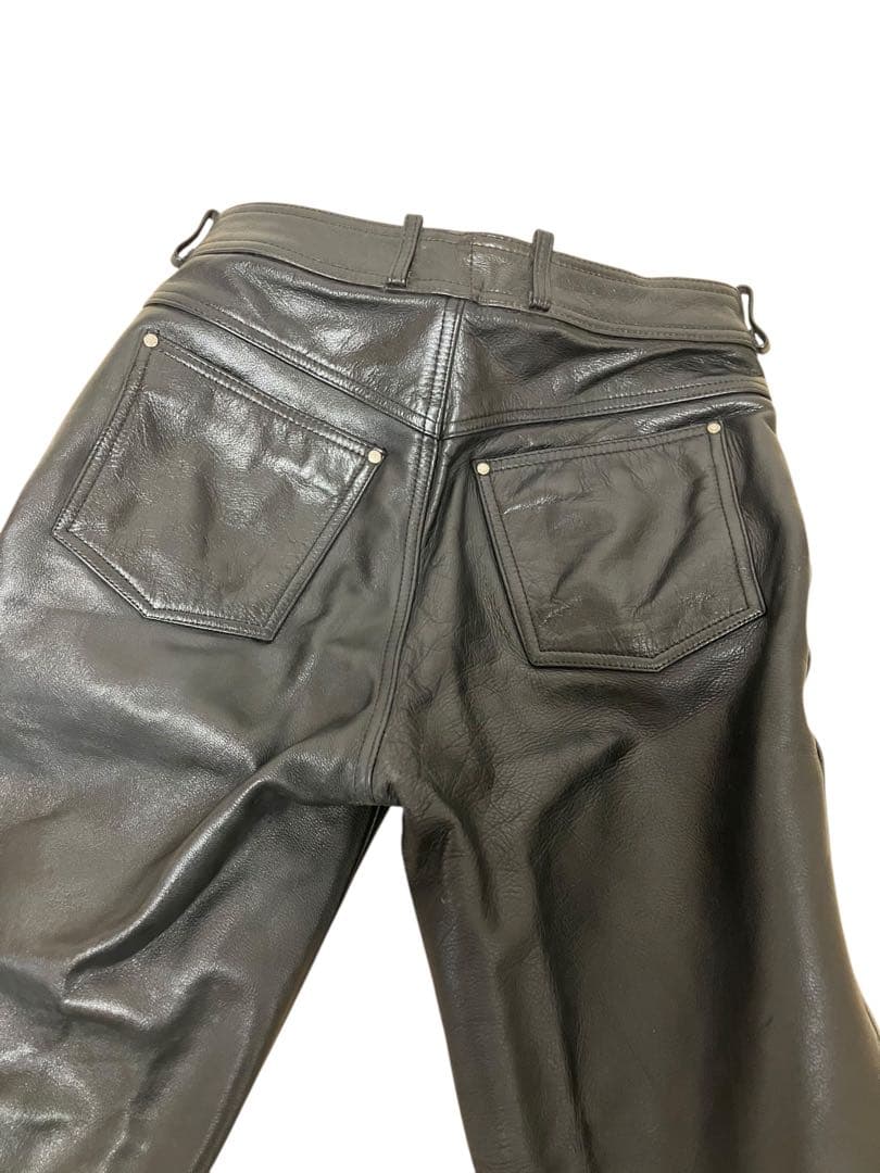 ハーレーダビッドソン 重厚バイカーレザーストレートパンツ牛革30 HARLEY