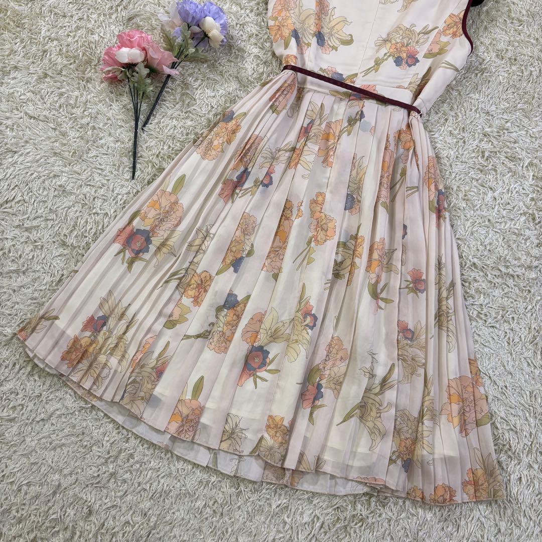 美品　トッカ　LADY OF FLOWERS プリーツ　ジョーゼットワンピース