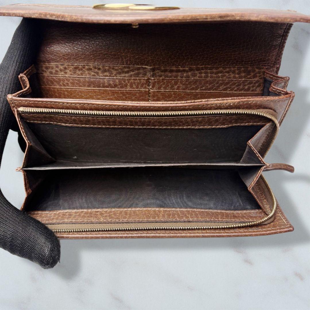 01 美品 GUCCI 長財布 インターロッキング シマ 二つ折り財布 z1