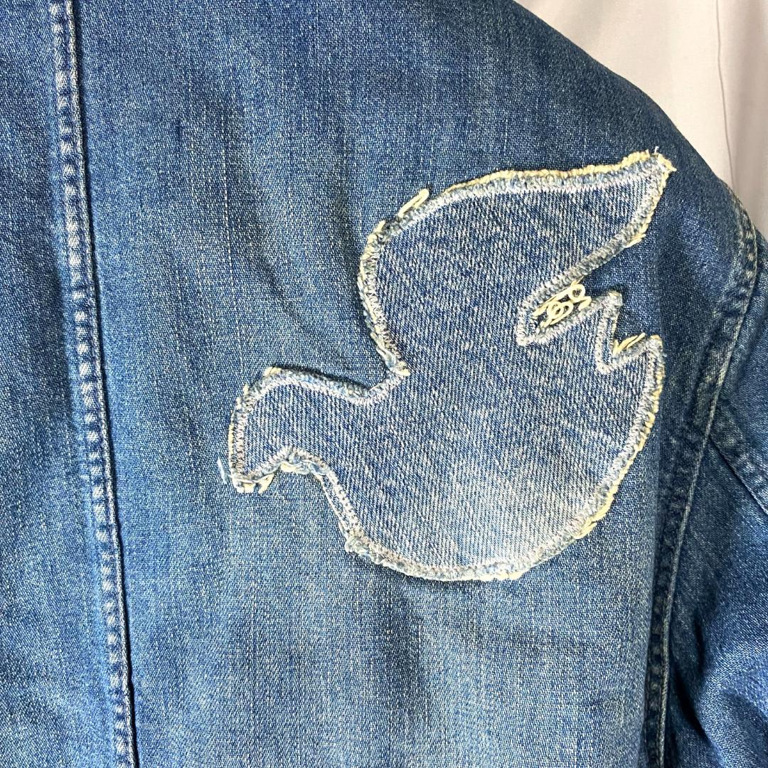 BLUEBLUE メンズS～M ダメージ加工 薄中綿入り 裏付き カバーオール