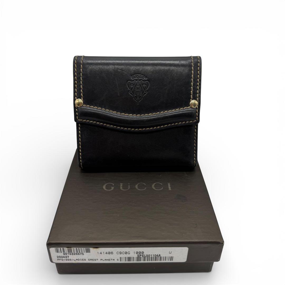 エリザベス様 GUCCI グッチ レザー 折り財布 箱付き
