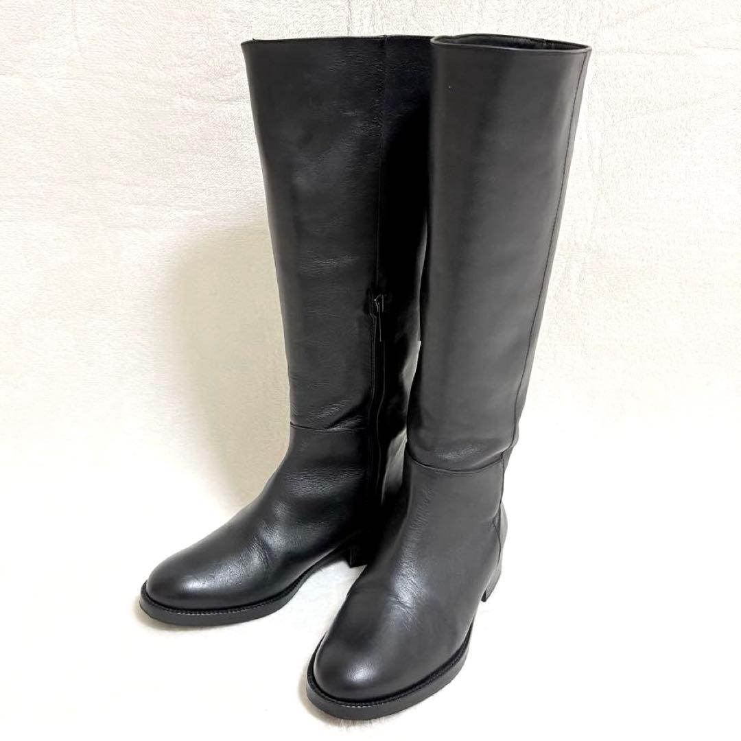 ◆REMME◆レメ 本革 サイドジップ ロングブーツSLOBE IENA 黒