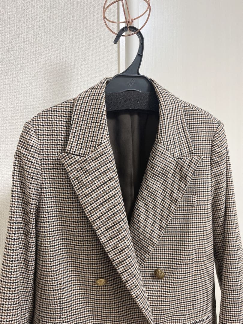 【美品】Mila Owen 金釦2サイズチェックダブルブレザージャケット