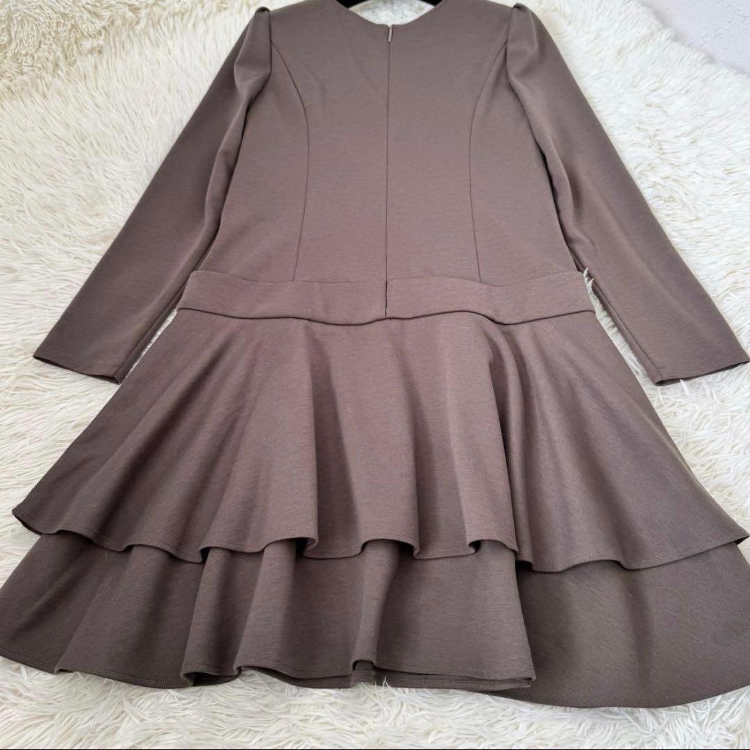 人気✨ルネ ティアードジャージワンピース 34 ロゴプレート 洗える モカ